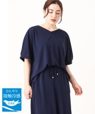 OLKGV24069 eur3(エウルキューブ) 【大きいサイズ/接触冷感/セットアップ対応】Vネックジャージートップス ネイビー(57)