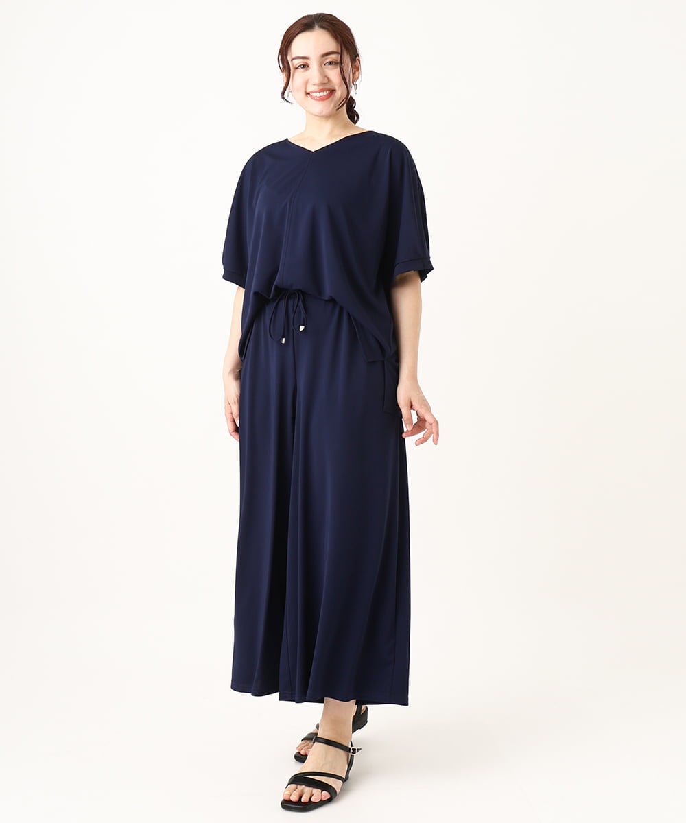 OLKGV24069 eur3(エウルキューブ) 【大きいサイズ/接触冷感/セットアップ対応】Vネックジャージートップス ネイビー(57)