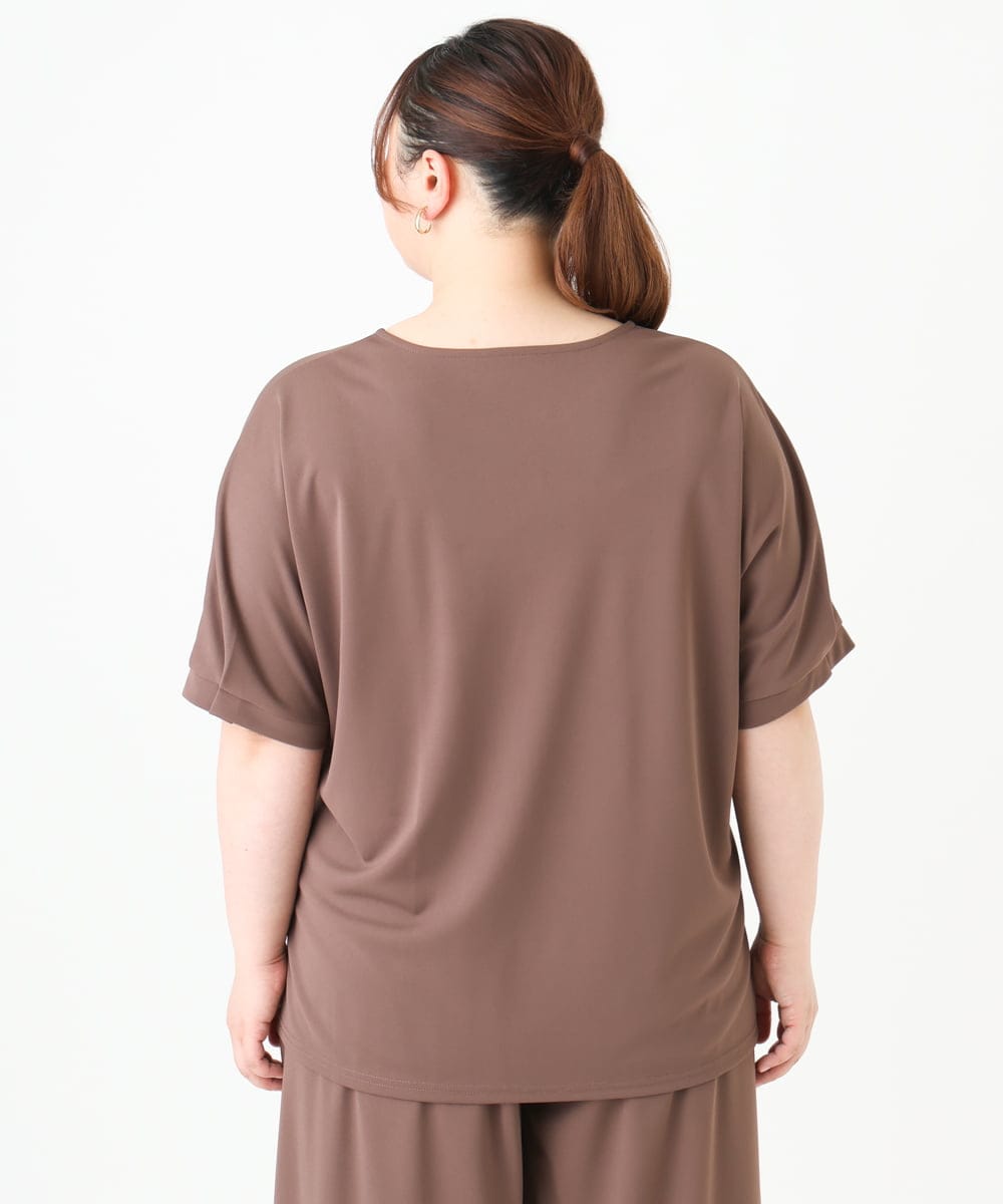 OLKGV24069 eur3(エウルキューブ) 【大きいサイズ/接触冷感/セットアップ対応】Vネックジャージートップス モカ(84)