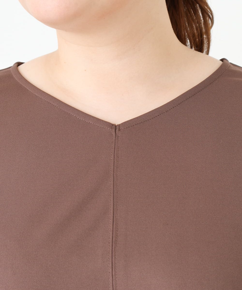 OLKGV24069 eur3(エウルキューブ) 【大きいサイズ/接触冷感/セットアップ対応】Vネックジャージートップス モカ(84)