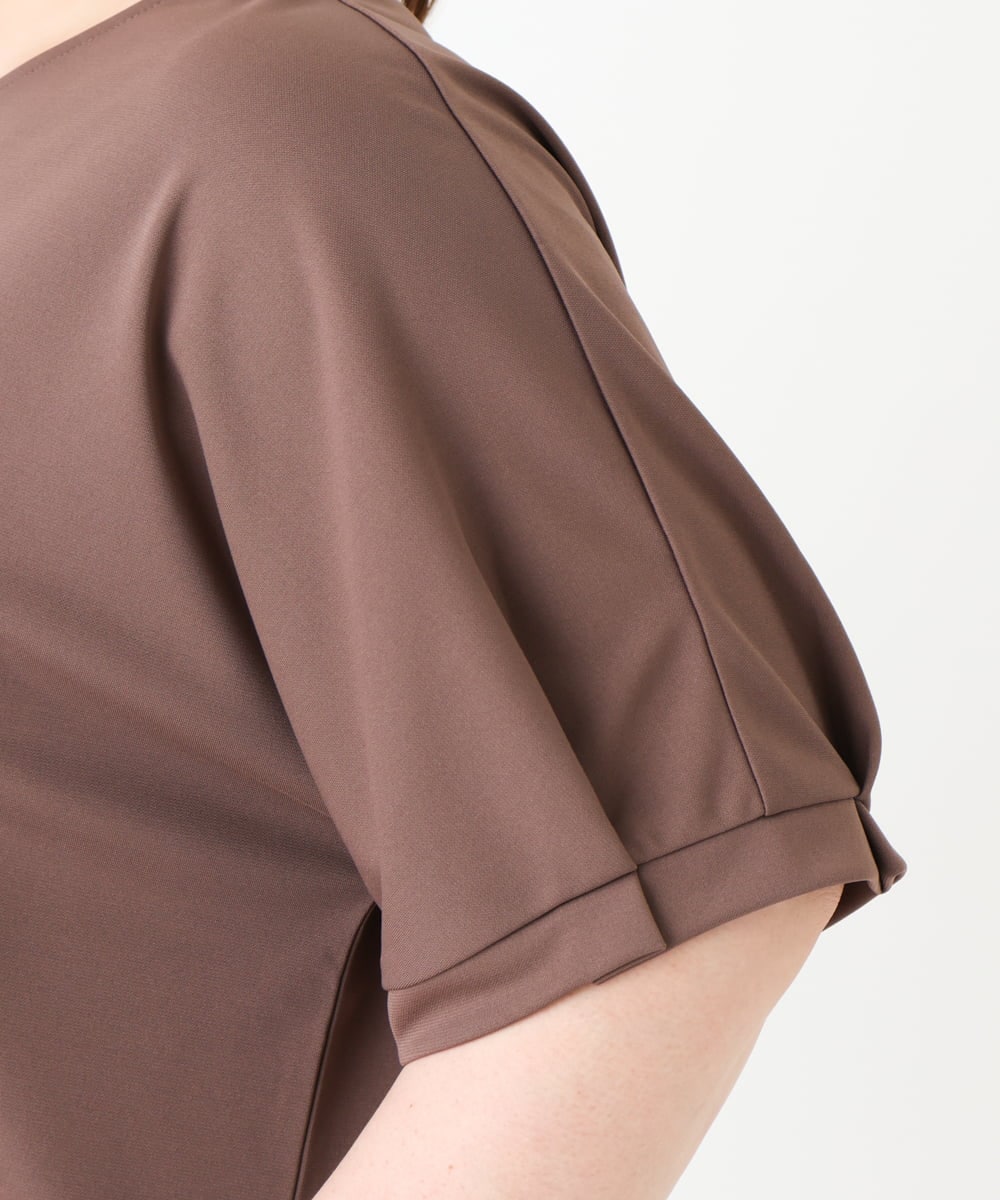 OLKGV24069 eur3(エウルキューブ) 【大きいサイズ/接触冷感/セットアップ対応】Vネックジャージートップス モカ(84)