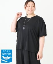 OLKGV24069 eur3(エウルキューブ) 【大きいサイズ/接触冷感/セットアップ対応】Vネックジャージートップス ブラック(94)