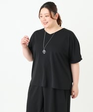 OLKGV24069 eur3(エウルキューブ) 【大きいサイズ/接触冷感/セットアップ対応】Vネックジャージートップス ブラック(94)