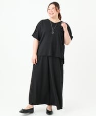 OLKGV24069 eur3(エウルキューブ) 【大きいサイズ/接触冷感/セットアップ対応】Vネックジャージートップス ブラック(94)