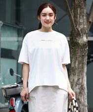 OLKGV27049 eur3(エウルキューブ) 【大きいサイズ/a.v.v×eur3】コットンロゴTシャツ ホワイト(90)