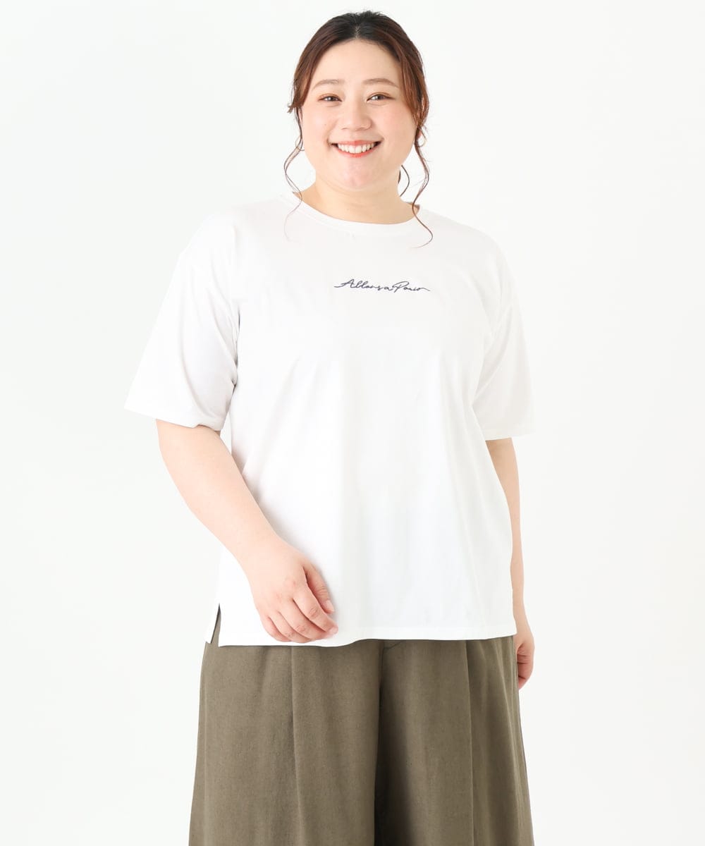 OLKGV27049 eur3(エウルキューブ) 【大きいサイズ/a.v.v×eur3】コットンロゴTシャツ ホワイト(90)