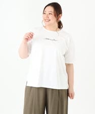 OLKGV27049 eur3(エウルキューブ) 【大きいサイズ/a.v.v×eur3】コットンロゴTシャツ ホワイト(90)