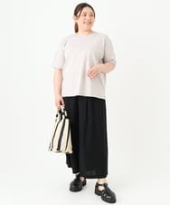 OLKGV27049 eur3(エウルキューブ) 【大きいサイズ/a.v.v×eur3】コットンロゴTシャツ ライトグレー(91)