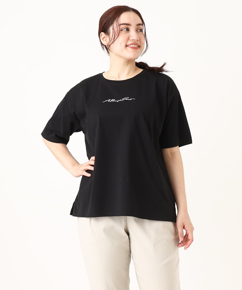 OLKGV27049 eur3(エウルキューブ) 【大きいサイズ/a.v.v×eur3】コットンロゴTシャツ ブラック(94)