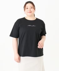 OLKGV27049 eur3(エウルキューブ) 【大きいサイズ/a.v.v×eur3】コットンロゴTシャツ ブラック(94)