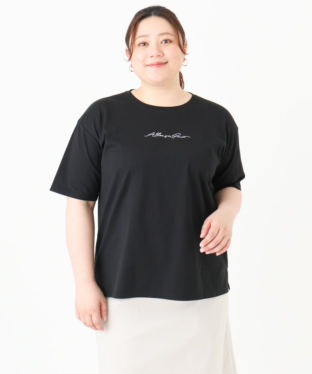 OLKGV27049 eur3(エウルキューブ) 【大きいサイズ/a.v.v×eur3】コットンロゴTシャツ ブラック(94)