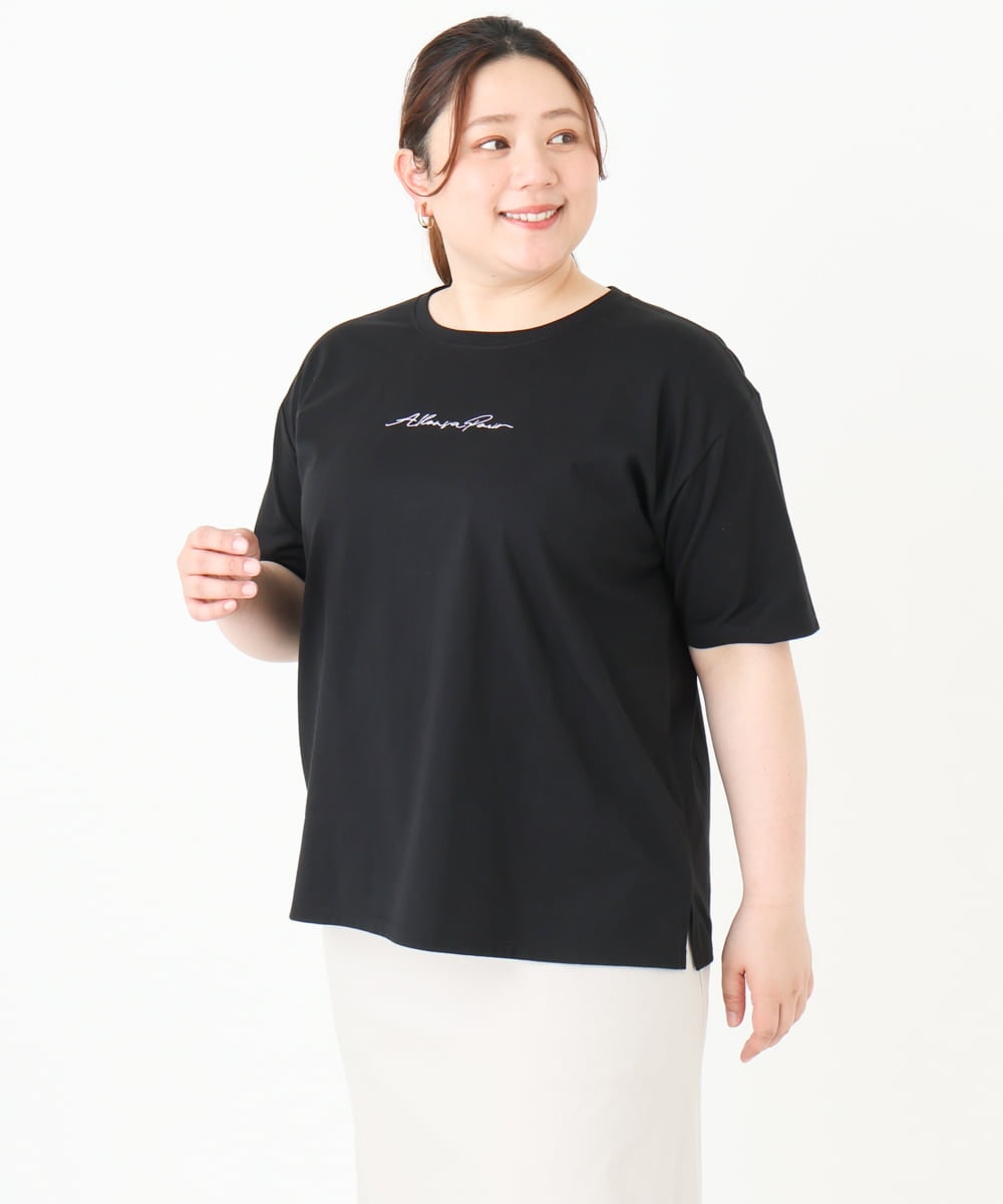 OLKGV27049 eur3(エウルキューブ) 【大きいサイズ/a.v.v×eur3】コットンロゴTシャツ ブラック(94)