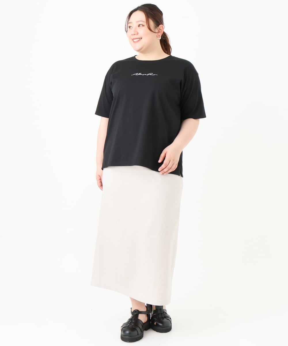 OLKGV27049 eur3(エウルキューブ) 【大きいサイズ/a.v.v×eur3】コットンロゴTシャツ ブラック(94)