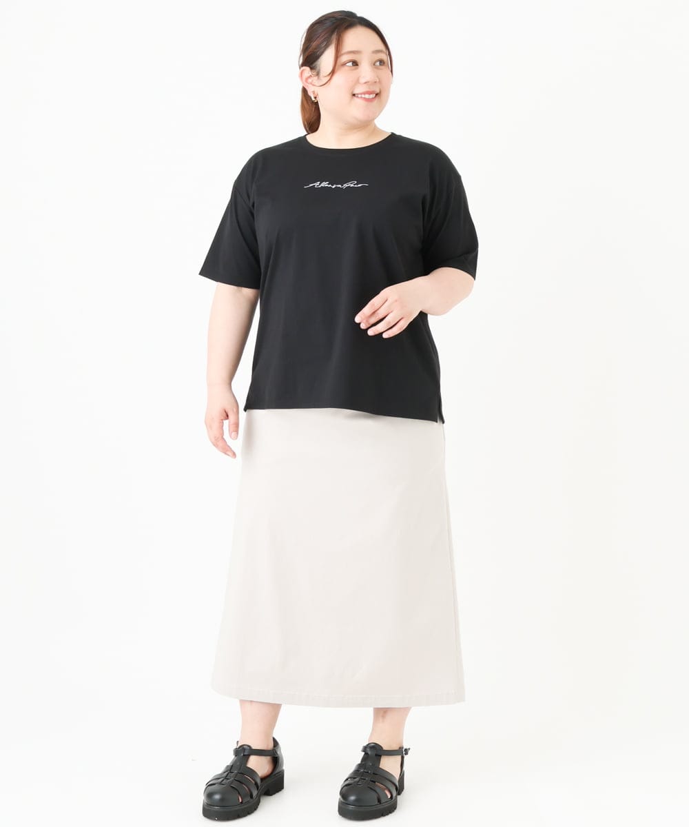 OLKGV27049 eur3(エウルキューブ) 【大きいサイズ/a.v.v×eur3】コットンロゴTシャツ ブラック(94)