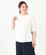 OLKGV34069 eur3(エウルキューブ) 【大きいサイズ/a.v.v×eur3】袖レーストップス ホワイト(90)