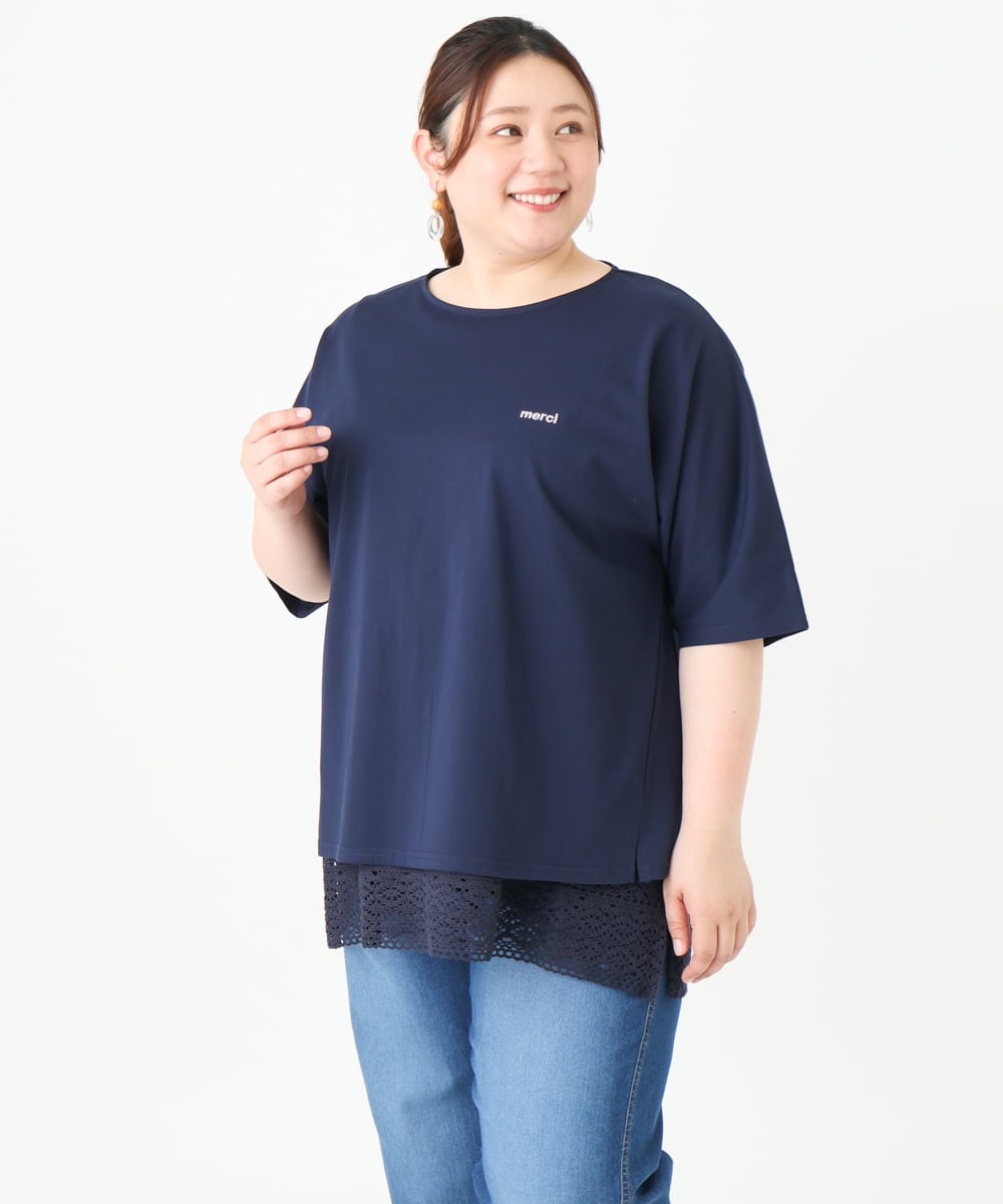 OLKGV36049 eur3(エウルキューブ) 【大きいサイズ】20th アニバーサリーTシャツ ネイビー(57)（WEB限定カラー）