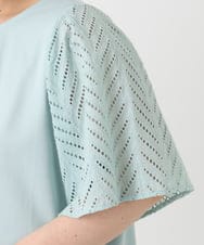 OLKHA25064 eur3(エウルキューブ) 【WEB先行販売】【大きいサイズ】リーフレーススリーブトップス ライトグリーン(30)