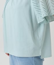 OLKHA25064 eur3(エウルキューブ) 【WEB先行販売】【大きいサイズ】リーフレーススリーブトップス ライトグリーン(30)