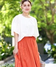 OLKHA25064 eur3(エウルキューブ) 【WEB先行販売】【大きいサイズ】リーフレーススリーブトップス アイボリー(80)