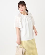 OLKHA25064 eur3(エウルキューブ) 【WEB先行販売】【大きいサイズ】リーフレーススリーブトップス アイボリー(80)