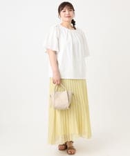 OLKHA25064 eur3(エウルキューブ) 【WEB先行販売】【大きいサイズ】リーフレーススリーブトップス アイボリー(80)