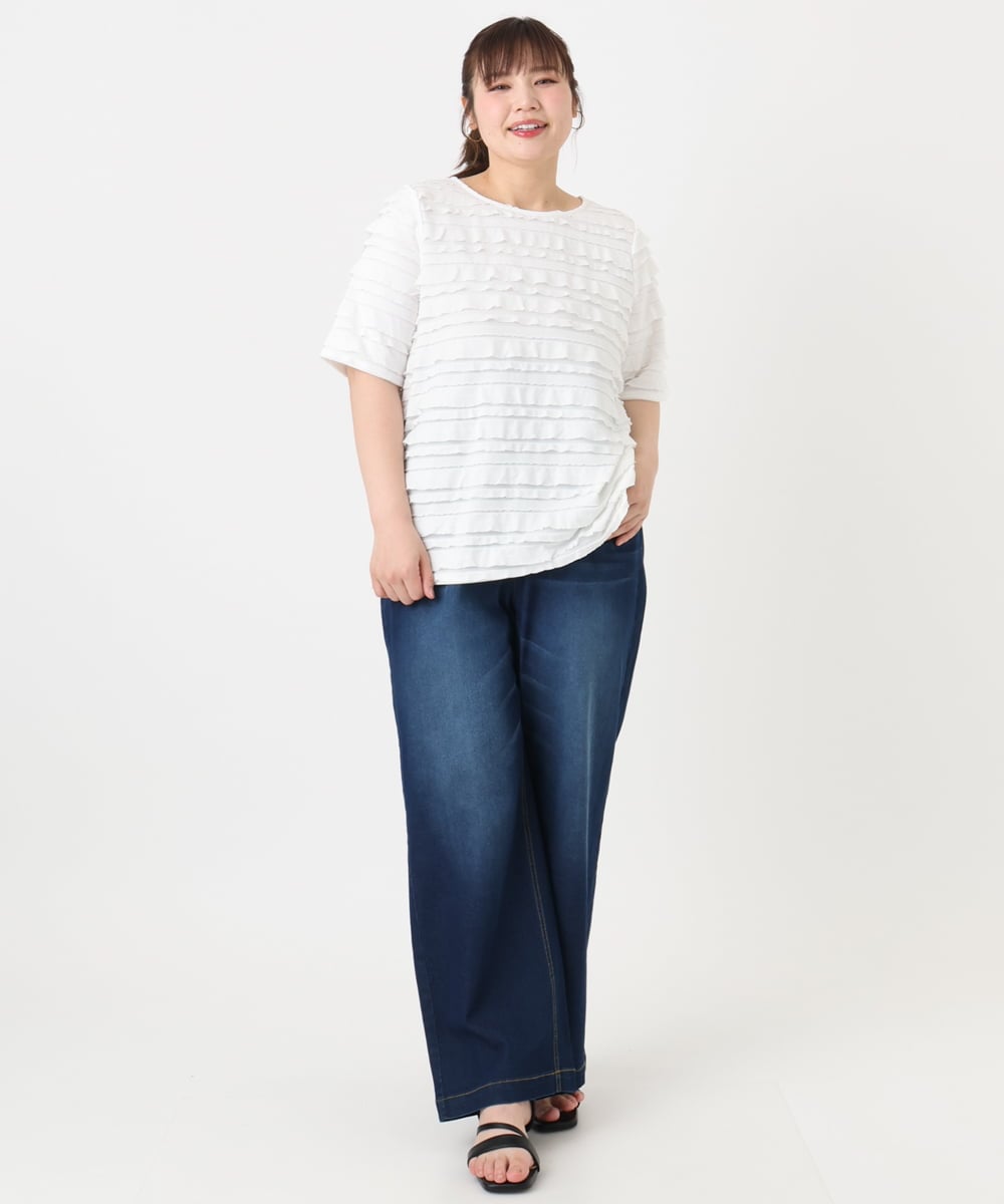 OLKHA26079 eur3(エウルキューブ) 【WEB先行販売】【大きいサイズ】カットフリルトップス ホワイト(90)