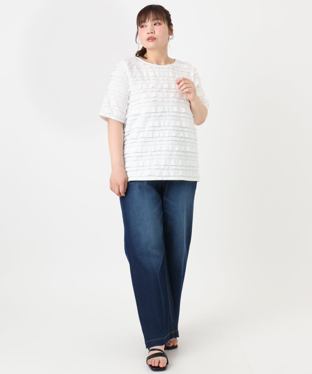 OLKHA26079 eur3(エウルキューブ) 【WEB先行販売】【大きいサイズ】カットフリルトップス ホワイト(90)