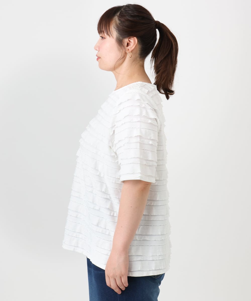 OLKHA26079 eur3(エウルキューブ) 【WEB先行販売】【大きいサイズ】カットフリルトップス ホワイト(90)