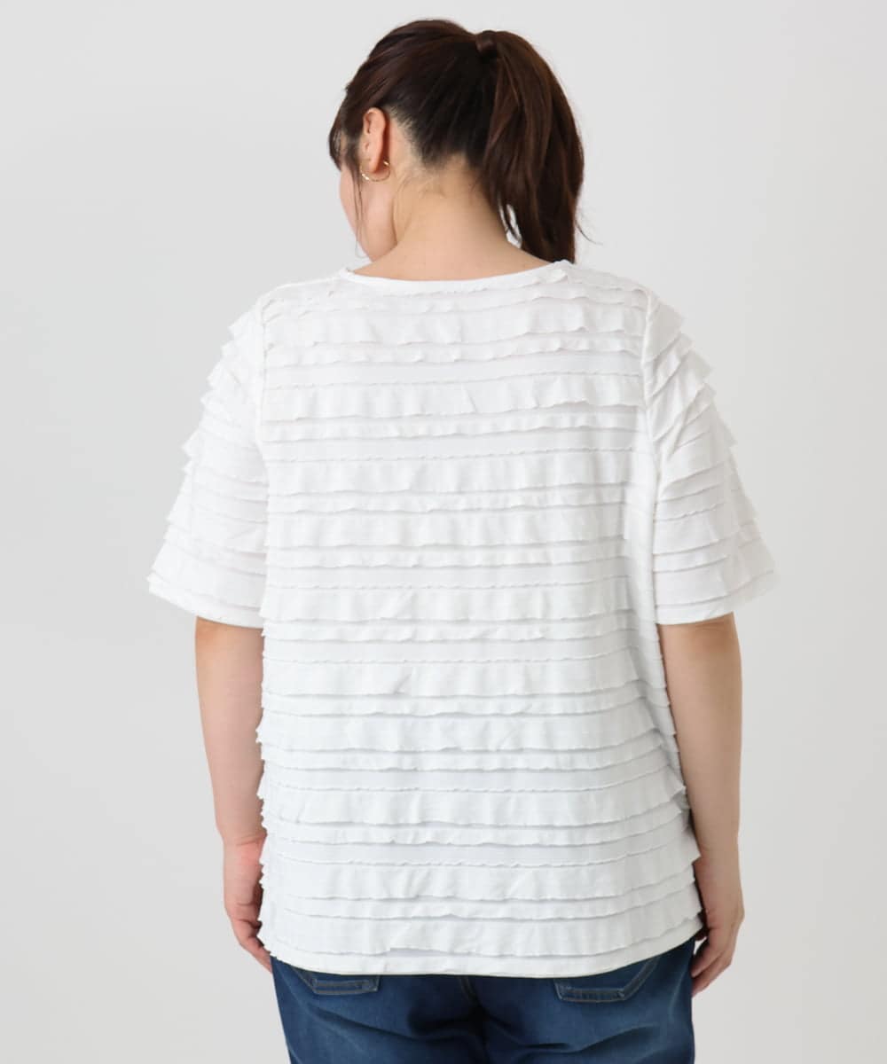 OLKHA26079 eur3(エウルキューブ) 【WEB先行販売】【大きいサイズ】カットフリルトップス ホワイト(90)
