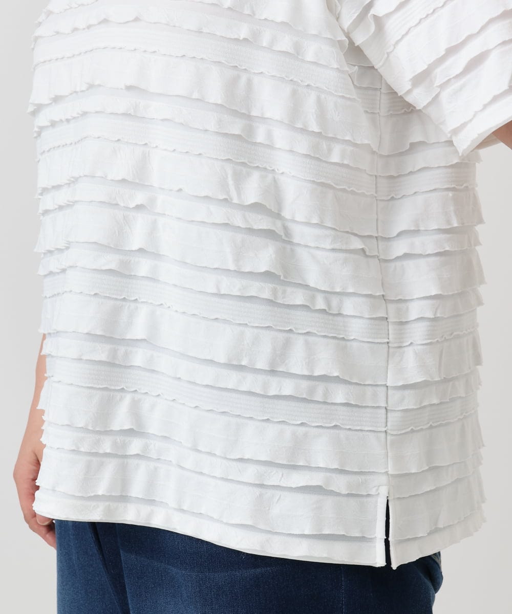 OLKHA26079 eur3(エウルキューブ) 【WEB先行販売】【大きいサイズ】カットフリルトップス ホワイト(90)