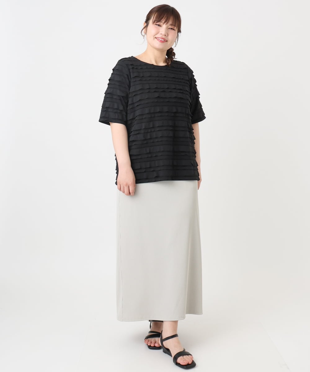 OLKHA26079 eur3(エウルキューブ) 【WEB先行販売】【大きいサイズ】カットフリルトップス ブラック(94)