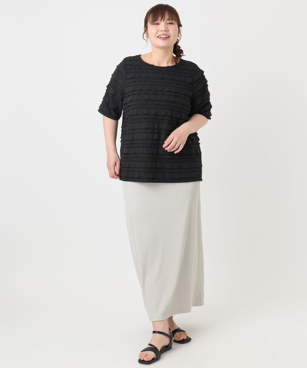 OLKHA26079 eur3(エウルキューブ) 【WEB先行販売】【大きいサイズ】カットフリルトップス ブラック(94)