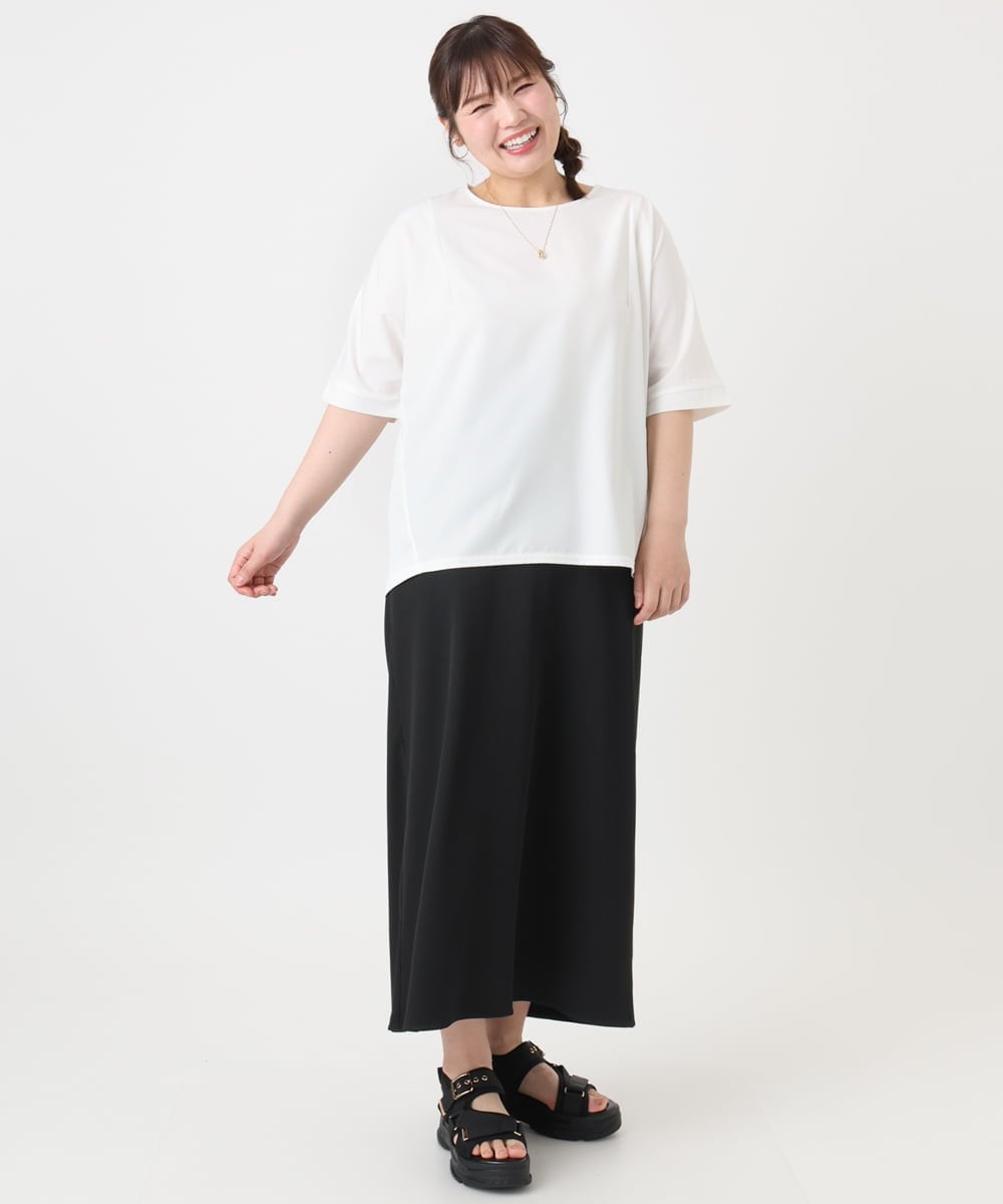 OLKHA27089 eur3(エウルキューブ) 【WEB先行販売】【大きいサイズ/接触冷感】ジャージーコンビトップス ホワイト(90)