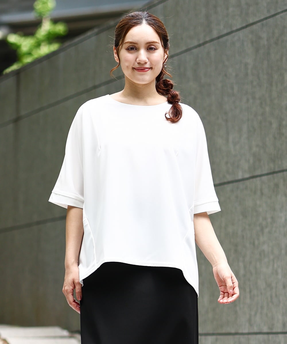 OLKHA27089 eur3(エウルキューブ) 【WEB先行販売】【大きいサイズ/接触冷感】ジャージーコンビトップス ホワイト(90)