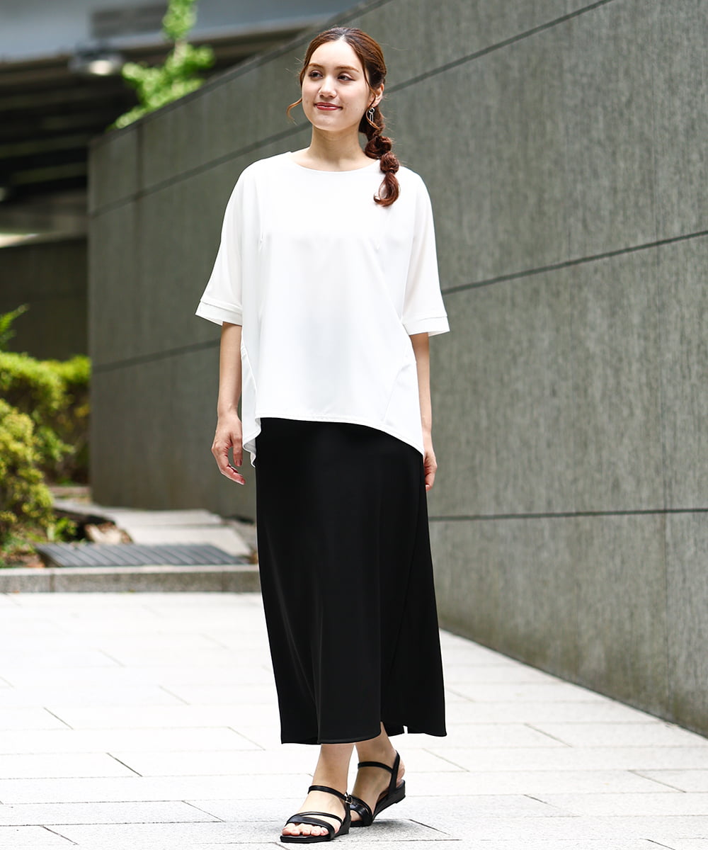 OLKHA27089 eur3(エウルキューブ) 【WEB先行販売】【大きいサイズ/接触冷感】ジャージーコンビトップス ホワイト(90)