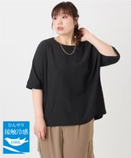 OLKHA27089 eur3(エウルキューブ) 【WEB先行販売】【大きいサイズ/接触冷感】ジャージーコンビトップス ブラック(94)
