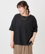 OLKHA27089 eur3(エウルキューブ) 【WEB先行販売】【大きいサイズ/接触冷感】ジャージーコンビトップス ブラック(94)