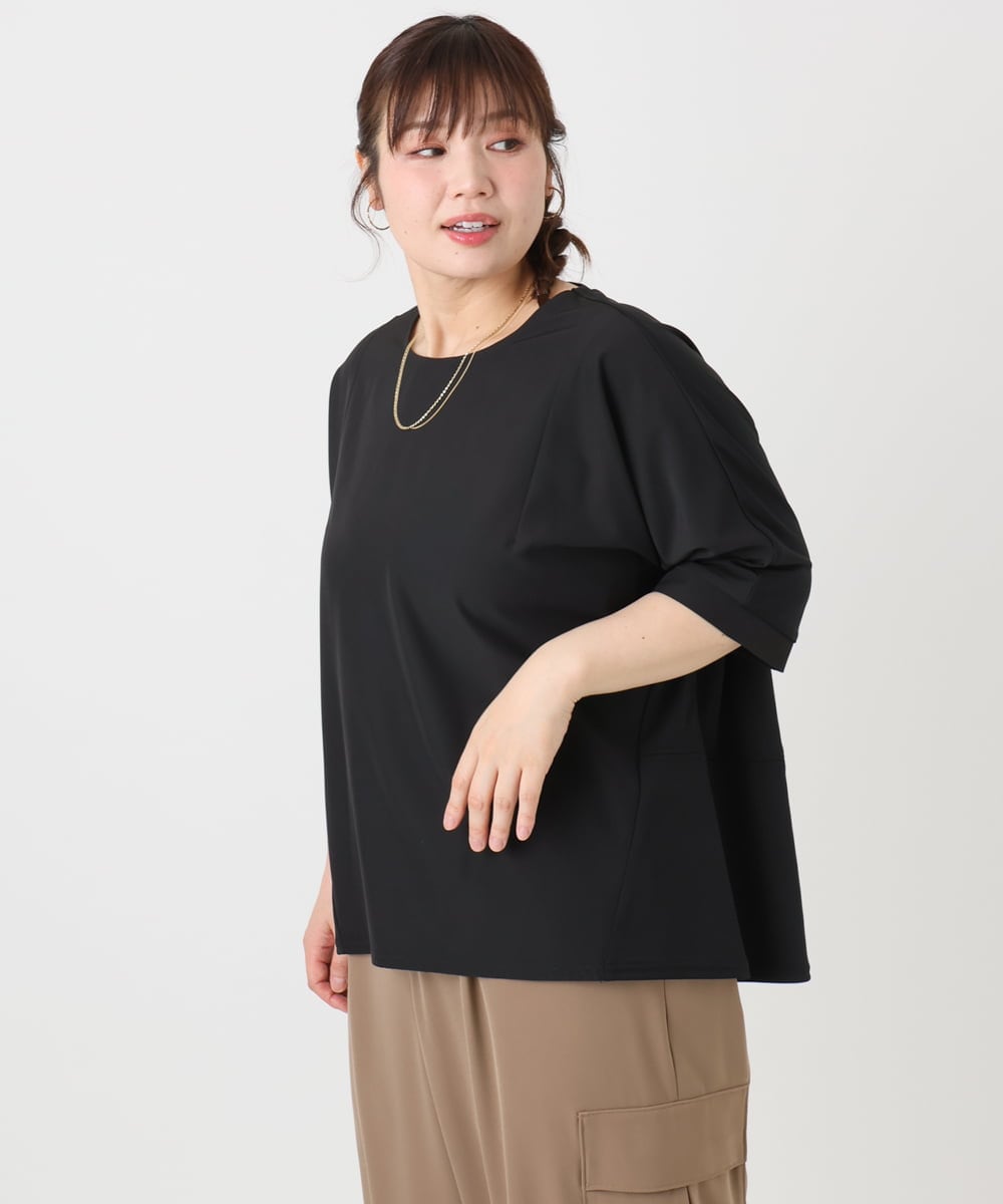 OLKHA27089 eur3(エウルキューブ) 【WEB先行販売】【大きいサイズ/接触冷感】ジャージーコンビトップス ブラック(94)