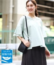 OLKHA30059 eur3(エウルキューブ) 【WEB先行販売】【大きいサイズ/接触冷感】Vネックシルケット天竺カットソー ライトグリーン(30)