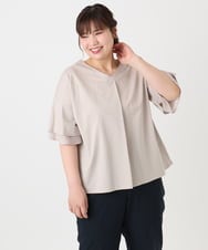 OLKHA30059 eur3(エウルキューブ) 【WEB先行販売】【大きいサイズ/接触冷感】Vネックシルケット天竺カットソー グレージュ(89)