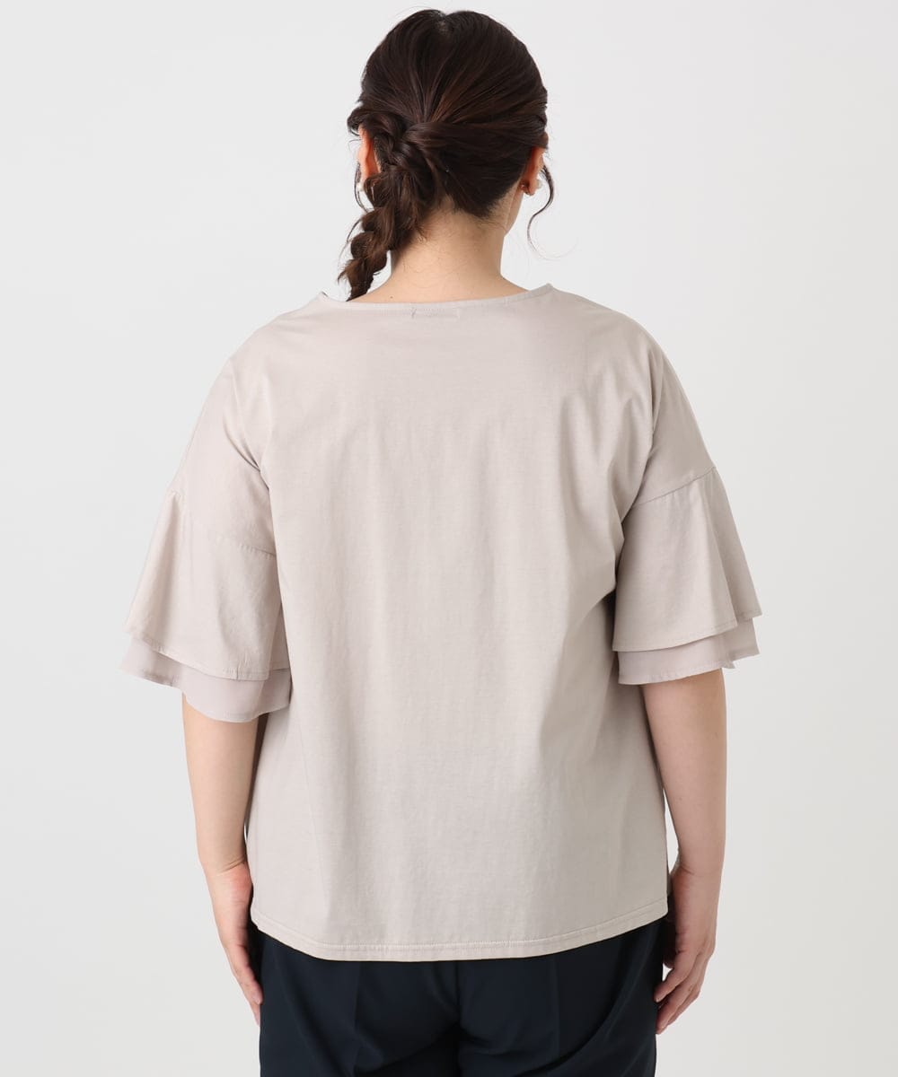 OLKHA30059 eur3(エウルキューブ) 【WEB先行販売】【大きいサイズ/接触冷感】Vネックシルケット天竺カットソー グレージュ(89)