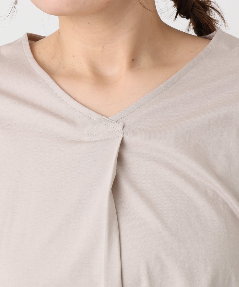 OLKHA30059 eur3(エウルキューブ) 【WEB先行販売】【大きいサイズ/接触冷感】Vネックシルケット天竺カットソー グレージュ(89)