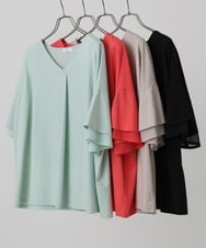 OLKHA30059 eur3(エウルキューブ) 【WEB先行販売】【大きいサイズ/接触冷感】Vネックシルケット天竺カットソー ブラック(94)