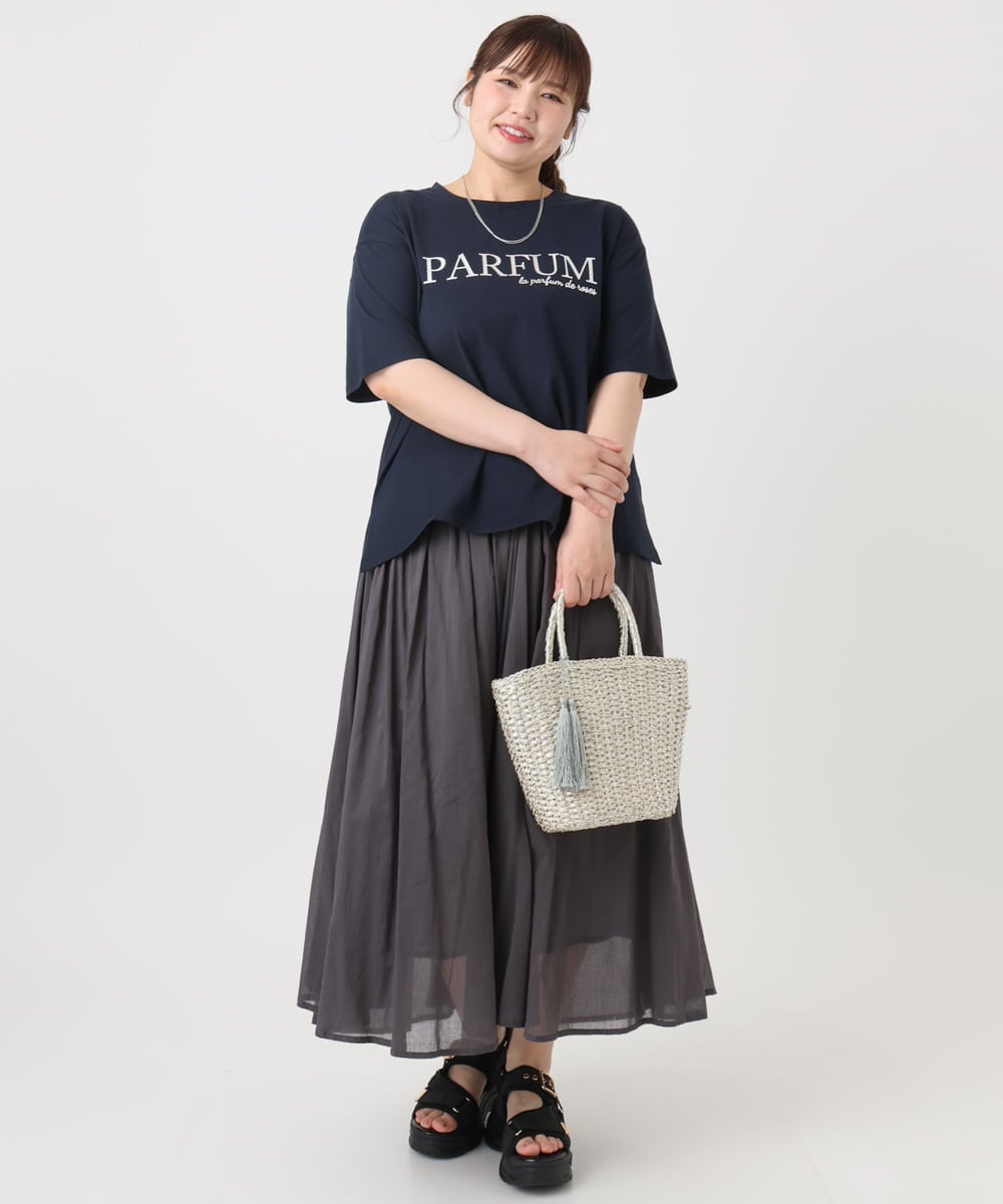 OLKHA34054 eur3(エウルキューブ) 【大きいサイズ/a.v.v×eur3】コットンロゴTシャツ ネイビー(57)
