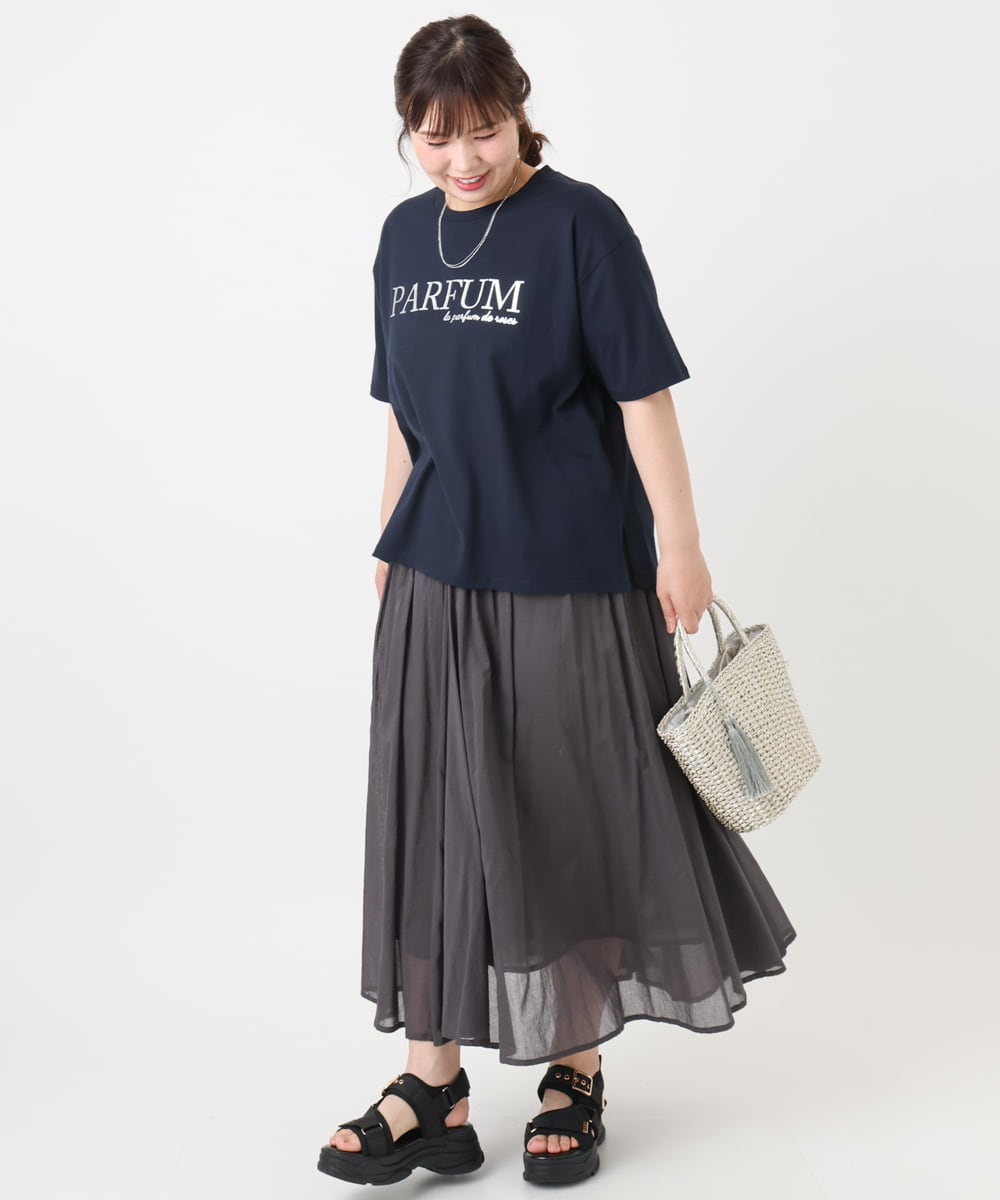 OLKHA34054 eur3(エウルキューブ) 【大きいサイズ/a.v.v×eur3】コットンロゴTシャツ ネイビー(57)