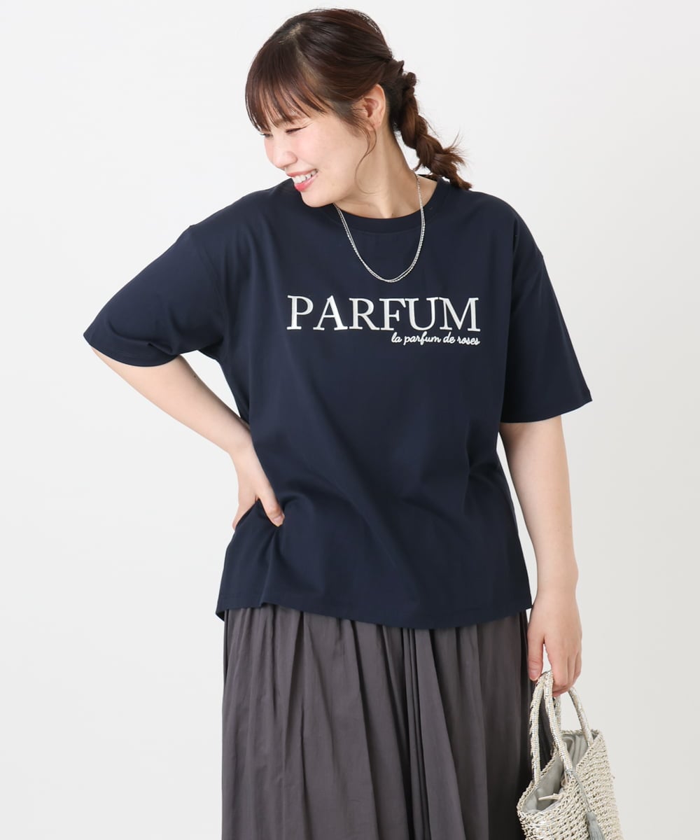 OLKHA34054 eur3(エウルキューブ) 【大きいサイズ/a.v.v×eur3】コットンロゴTシャツ ネイビー(57)