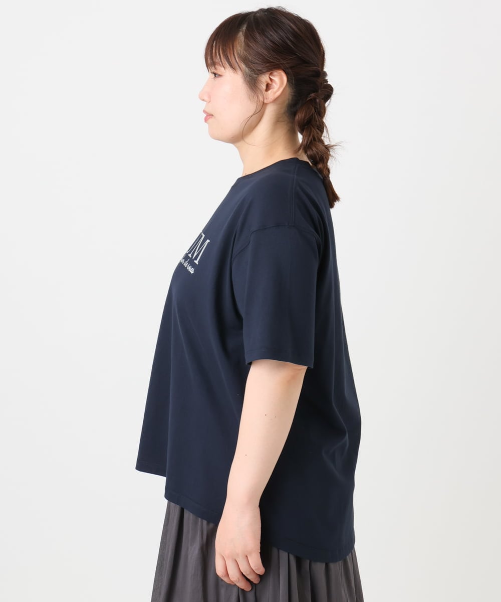 OLKHA34054 eur3(エウルキューブ) 【大きいサイズ/a.v.v×eur3】コットンロゴTシャツ ネイビー(57)