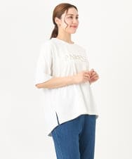 OLKHA34054 eur3(エウルキューブ) 【大きいサイズ/a.v.v×eur3】コットンロゴTシャツ ホワイト(90)