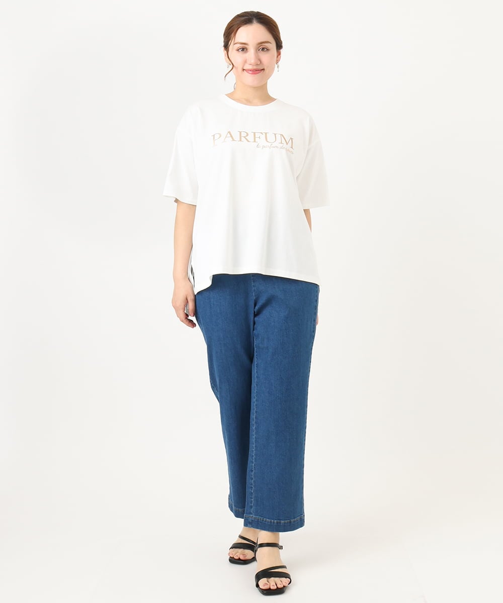 OLKHA34054 eur3(エウルキューブ) 【大きいサイズ/a.v.v×eur3】コットンロゴTシャツ ホワイト(90)