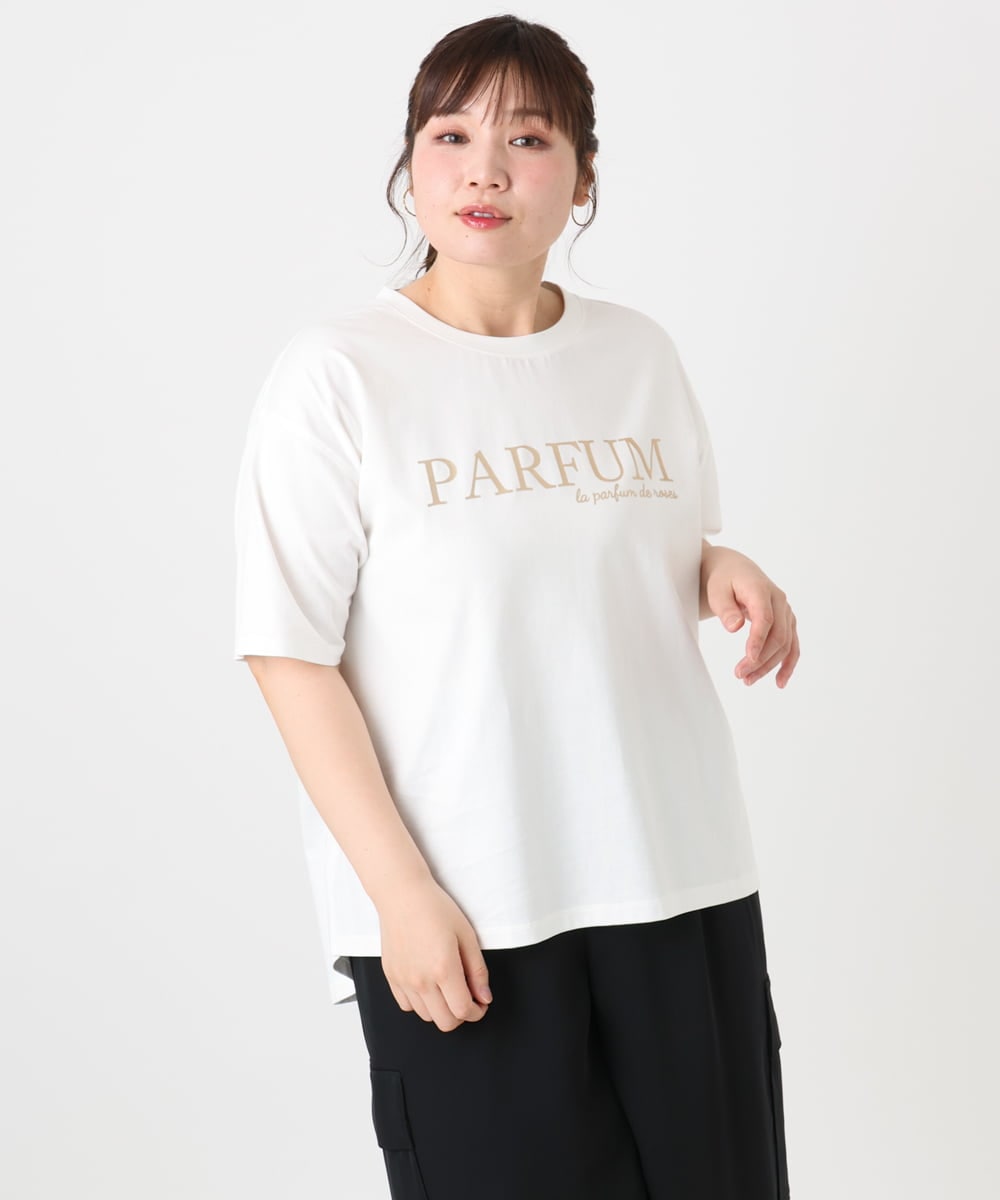 OLKHA34054 eur3(エウルキューブ) 【大きいサイズ/a.v.v×eur3】コットンロゴTシャツ ホワイト(90)